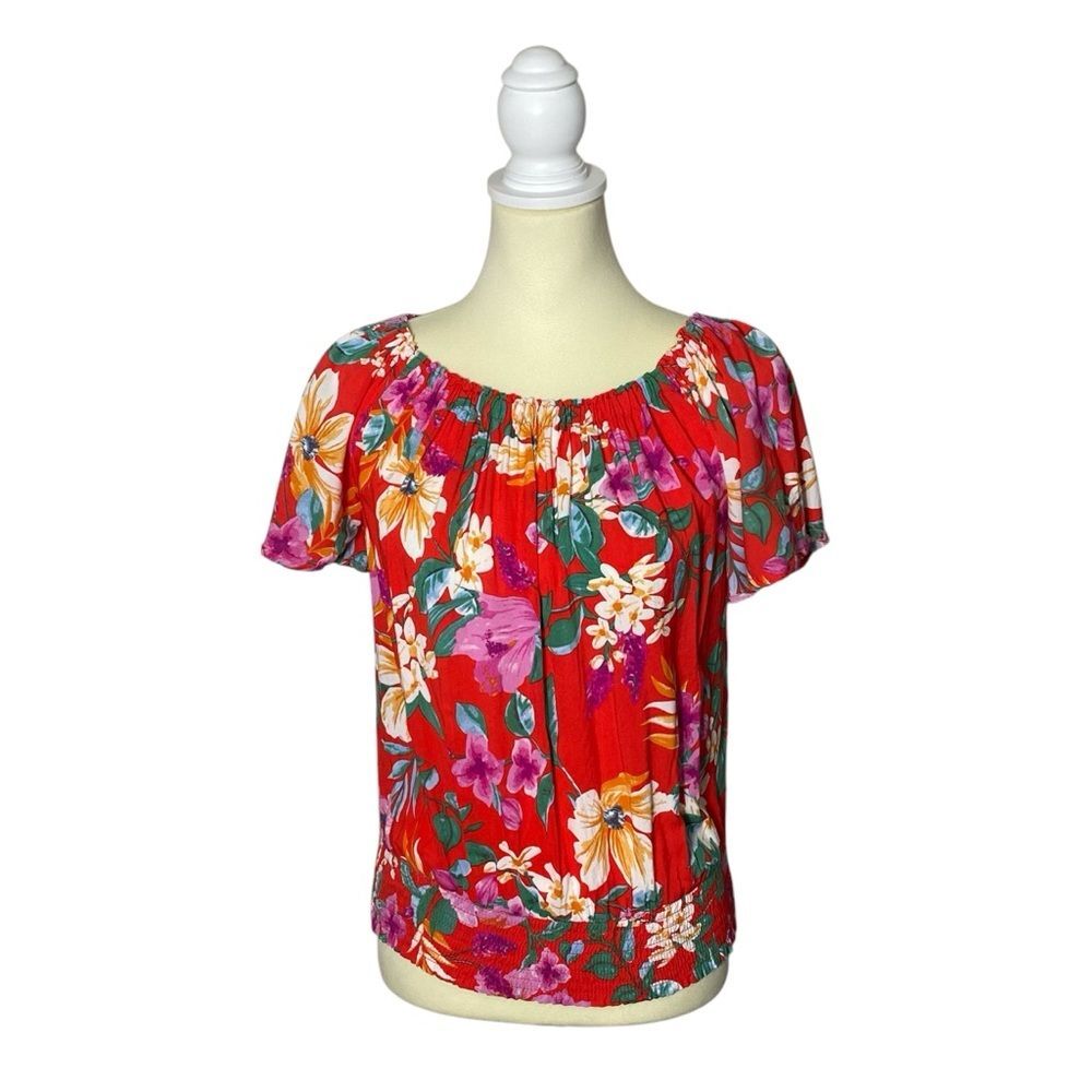 Cynthia Rowley Floral Off The Shoulder Hawaiian Style Top Women's Size XS
